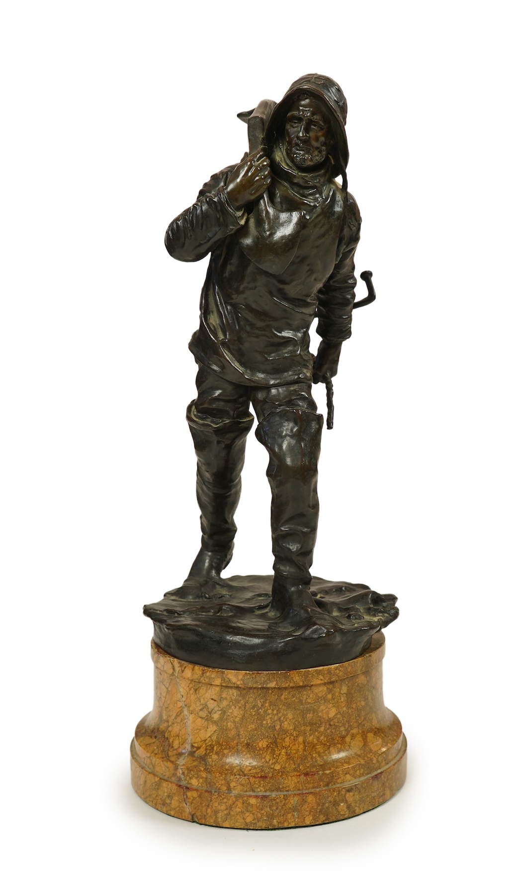 Henryk Kossowski (Polish, 1855-1921), a bronze figure of a seaman with an anchor